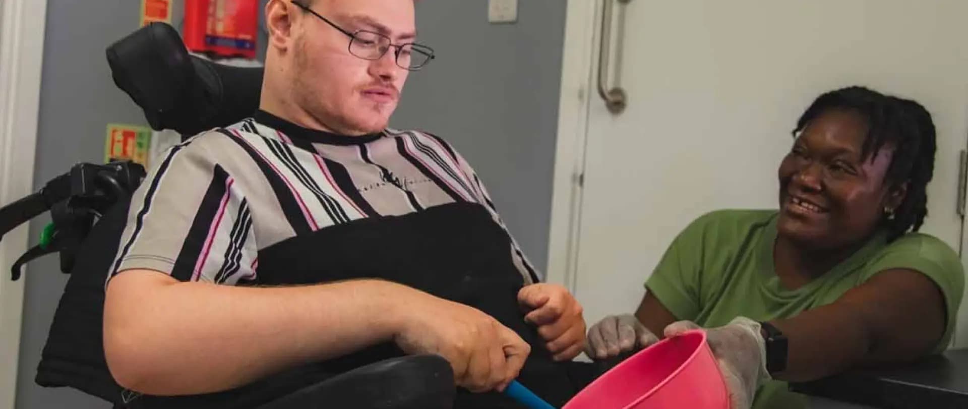 A Surrey Choices support worker with a service user